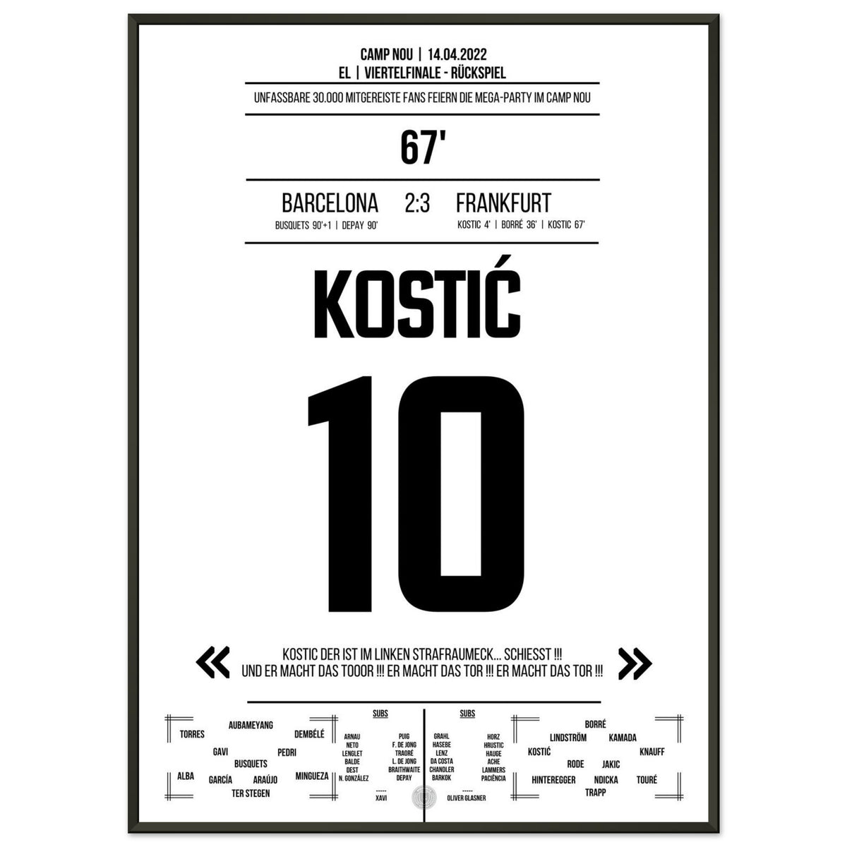 Kostic's gala performance at Frankfurt's big party at the Camp Nou