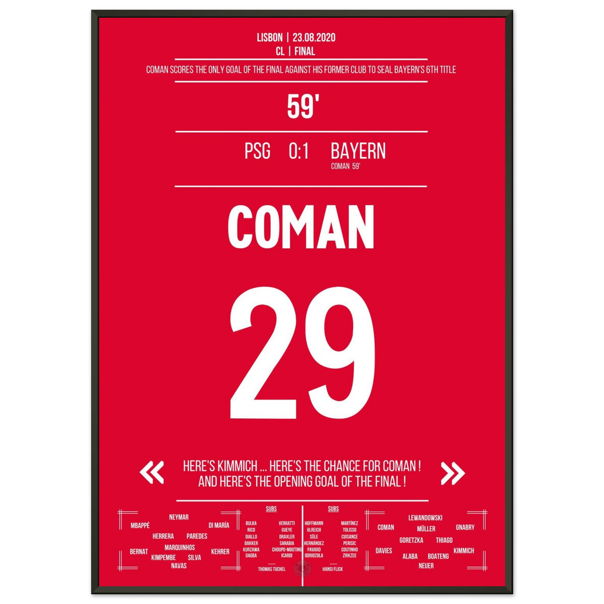 Coman's header wins Bayern the Champions League trophy in 2020 against Paris