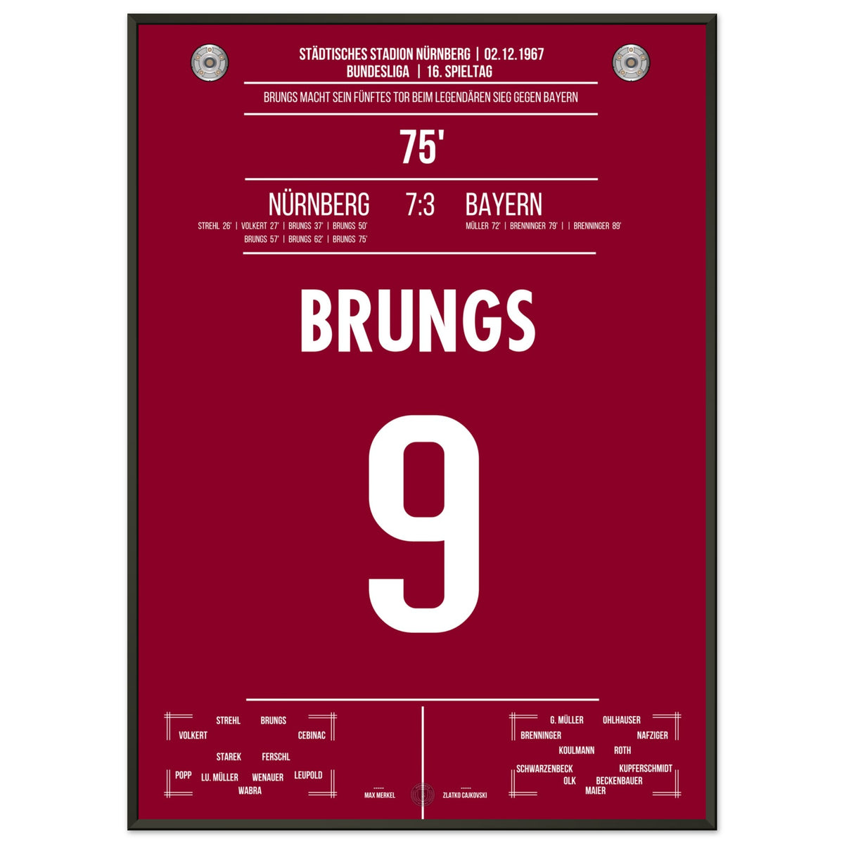 Brungs' five-goal haul in the legendary win against Bayern 1967