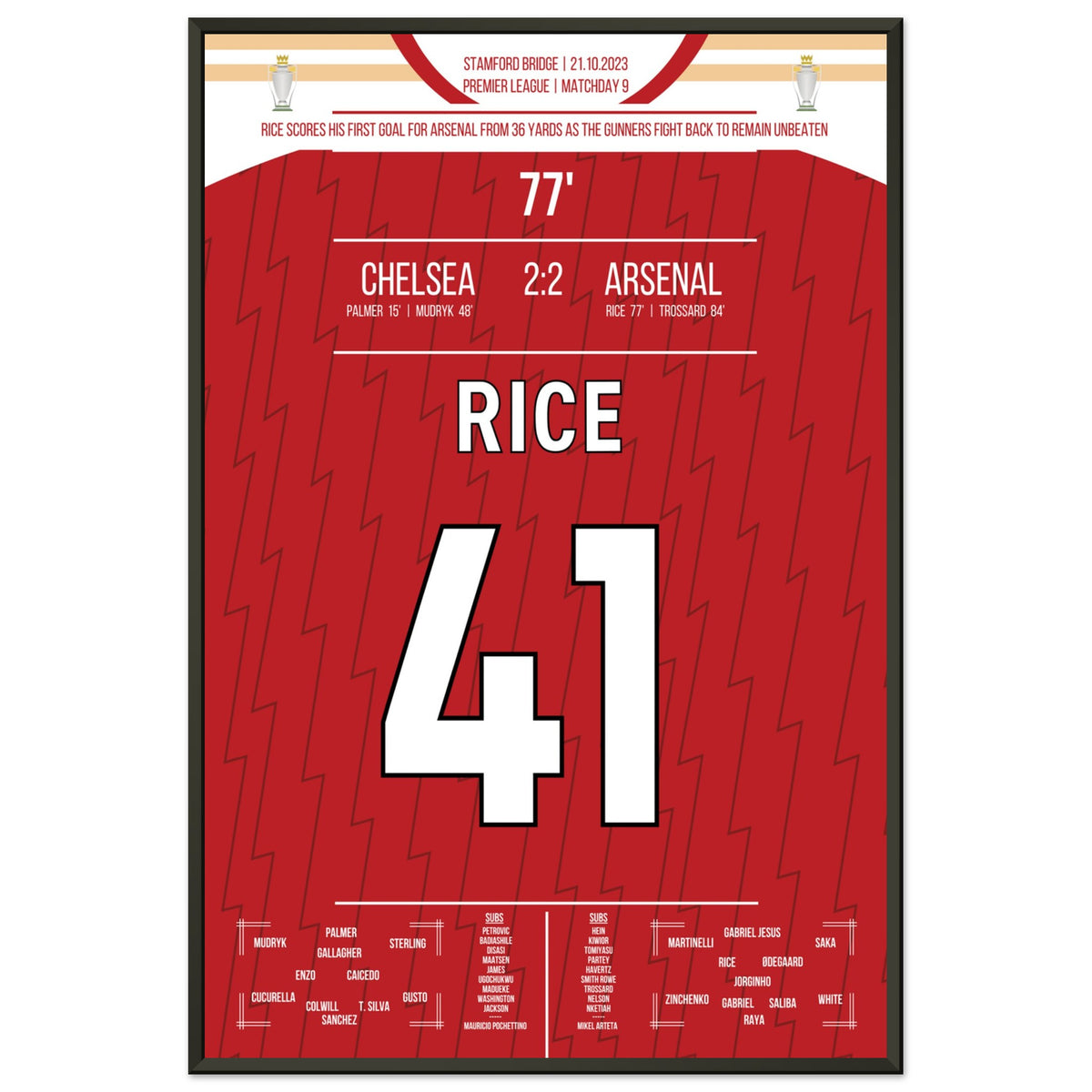 Rice with a long-range strike in the derby at Chelsea