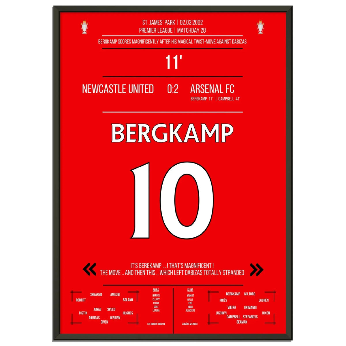 Bergkamp's Magical Goal in Arsenal - Newcastle Premier League 2002