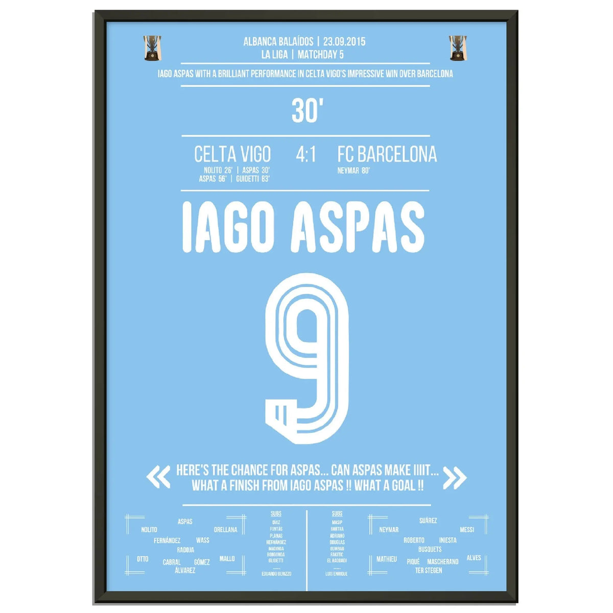 Iago Aspas with a brace against Barcelona, La Liga 2015/16