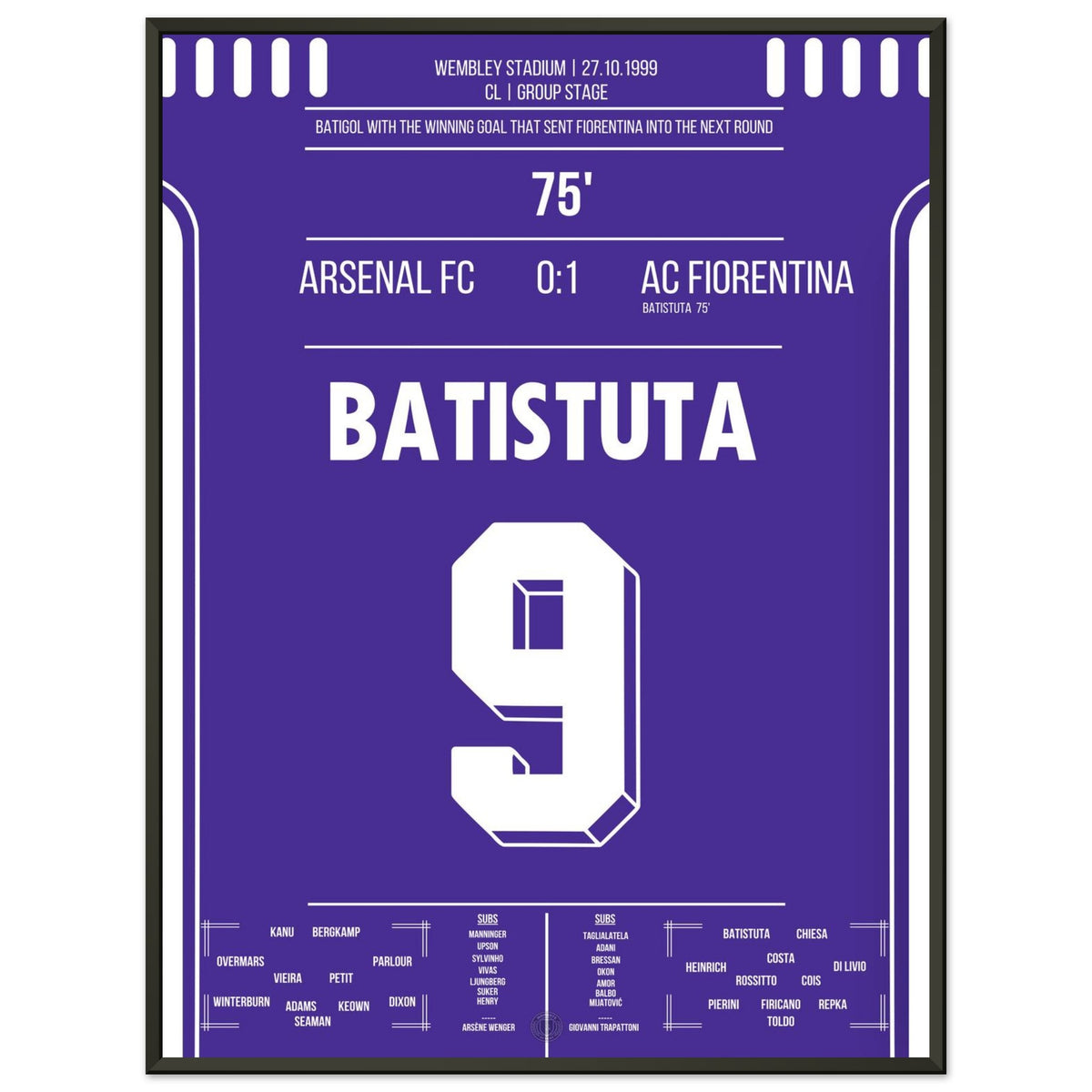 Batistuta shoots Fiorentina into the next round in 1999/00