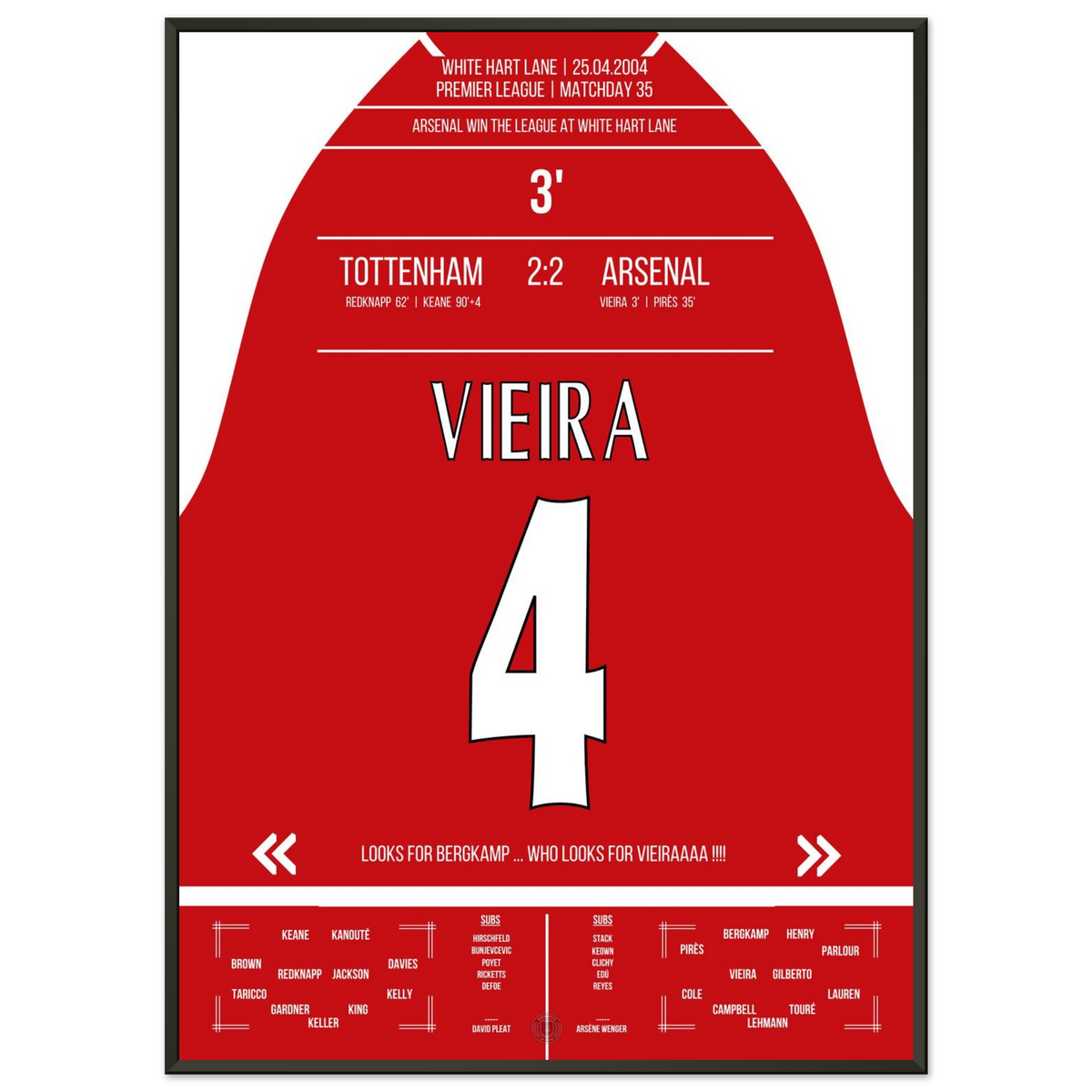 Vieira's goal in the championship win at White Hart Lane in 2004