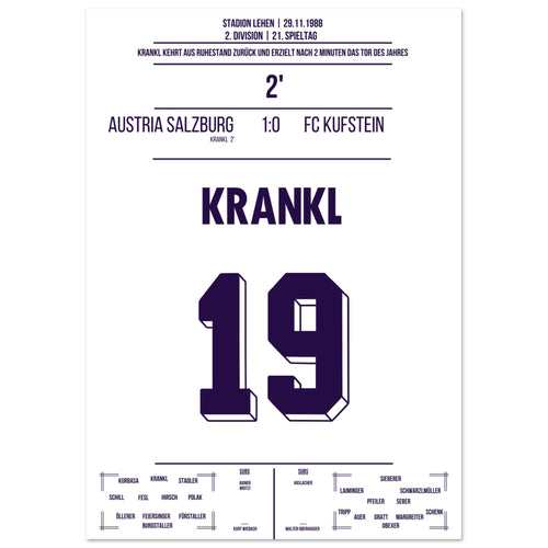Krankl in 2 minutes from retirement to goal of the year
