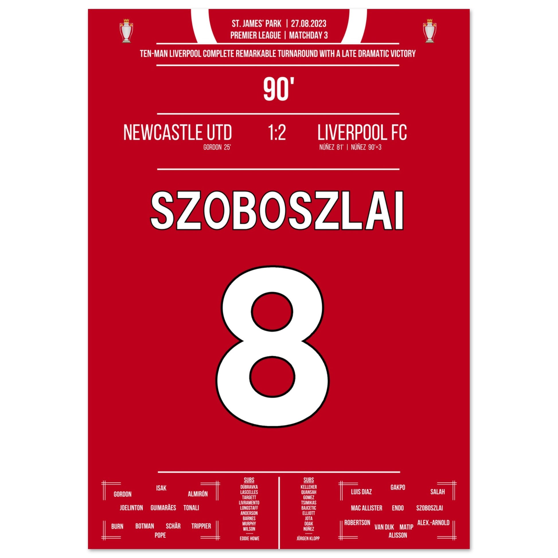 Liverpool's spätes Comeback in Unterzahl im St. James' Park A4-21x29.7-cm-8x12-Ohne-Rahmen