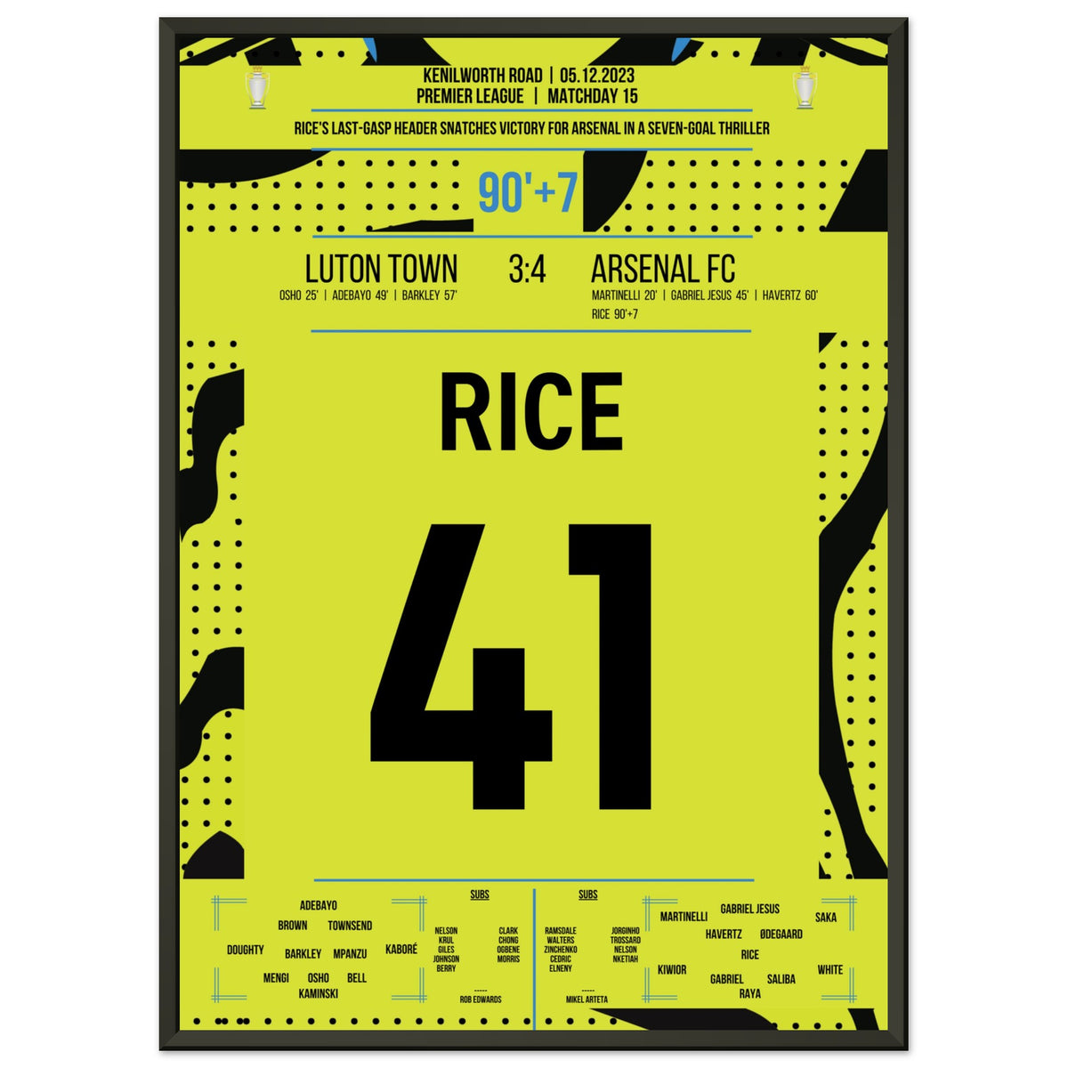 Rice heads Arsenal to an away win in the last second