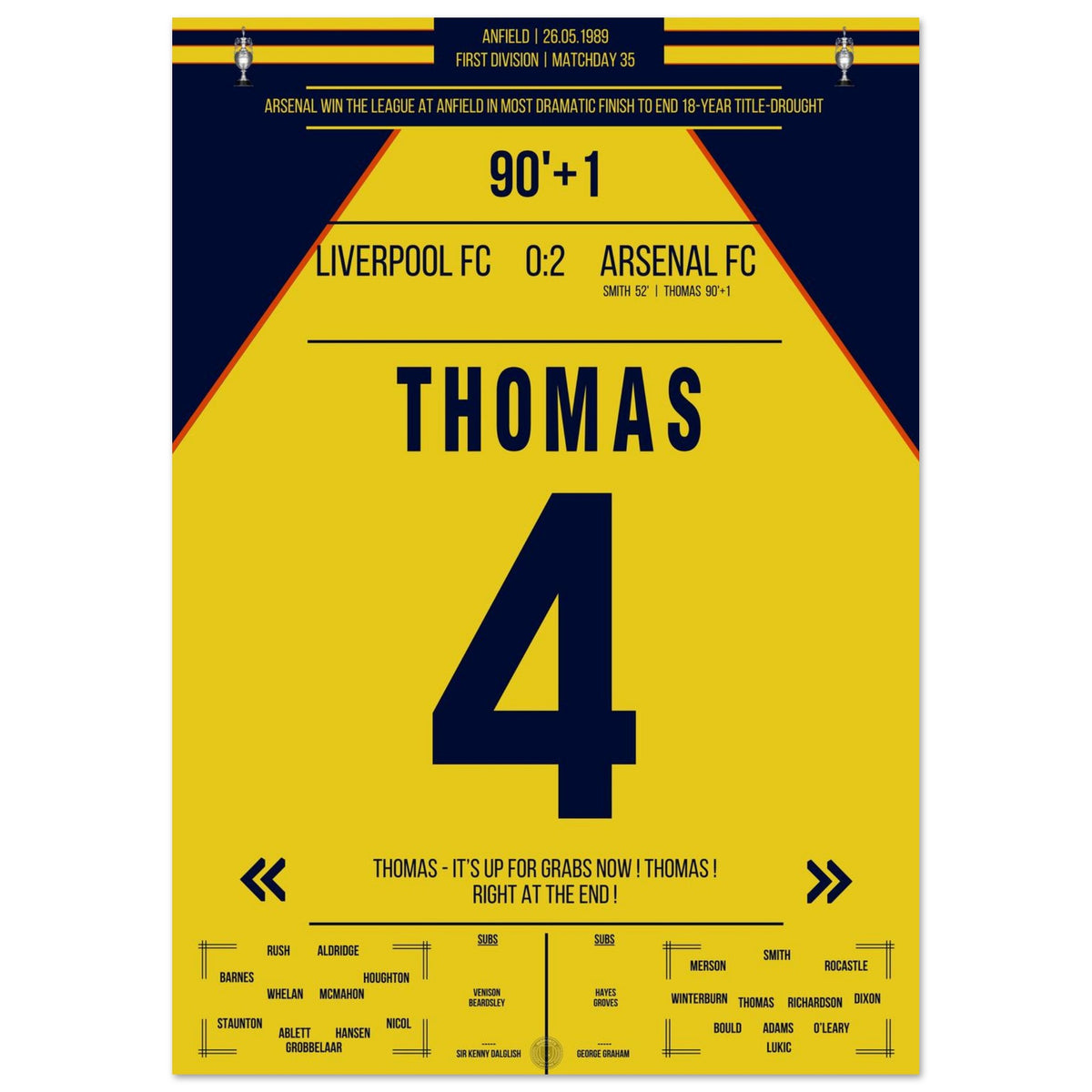 Thomas' dramatic winner to win the title at Anfield in 1989