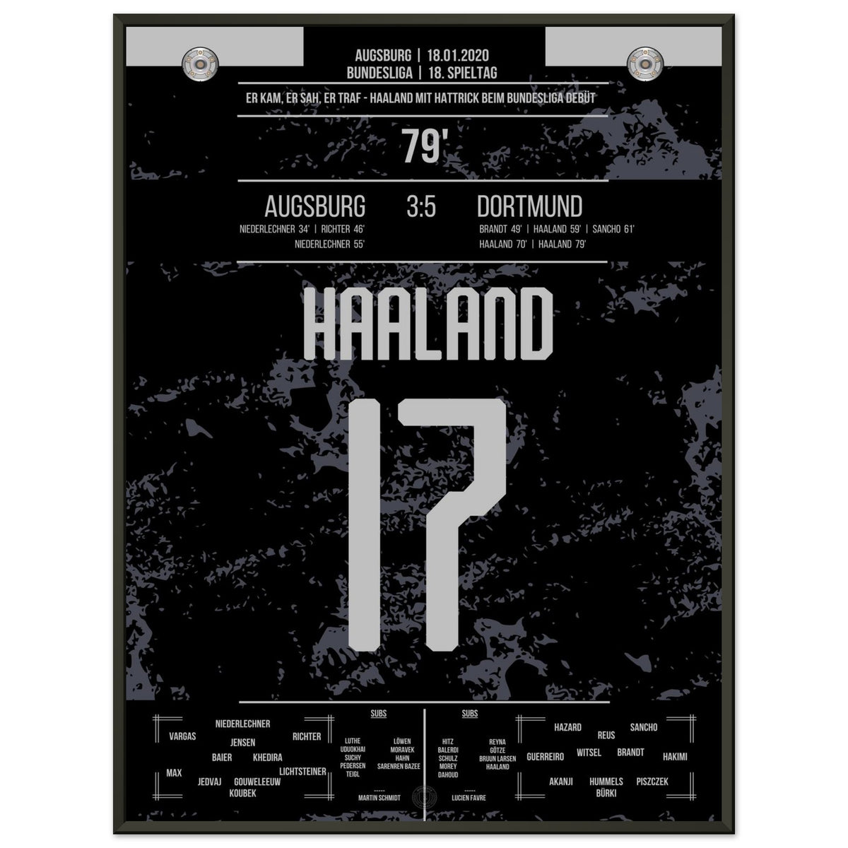 Haaland hat trick on his Bundesliga debut in 2020