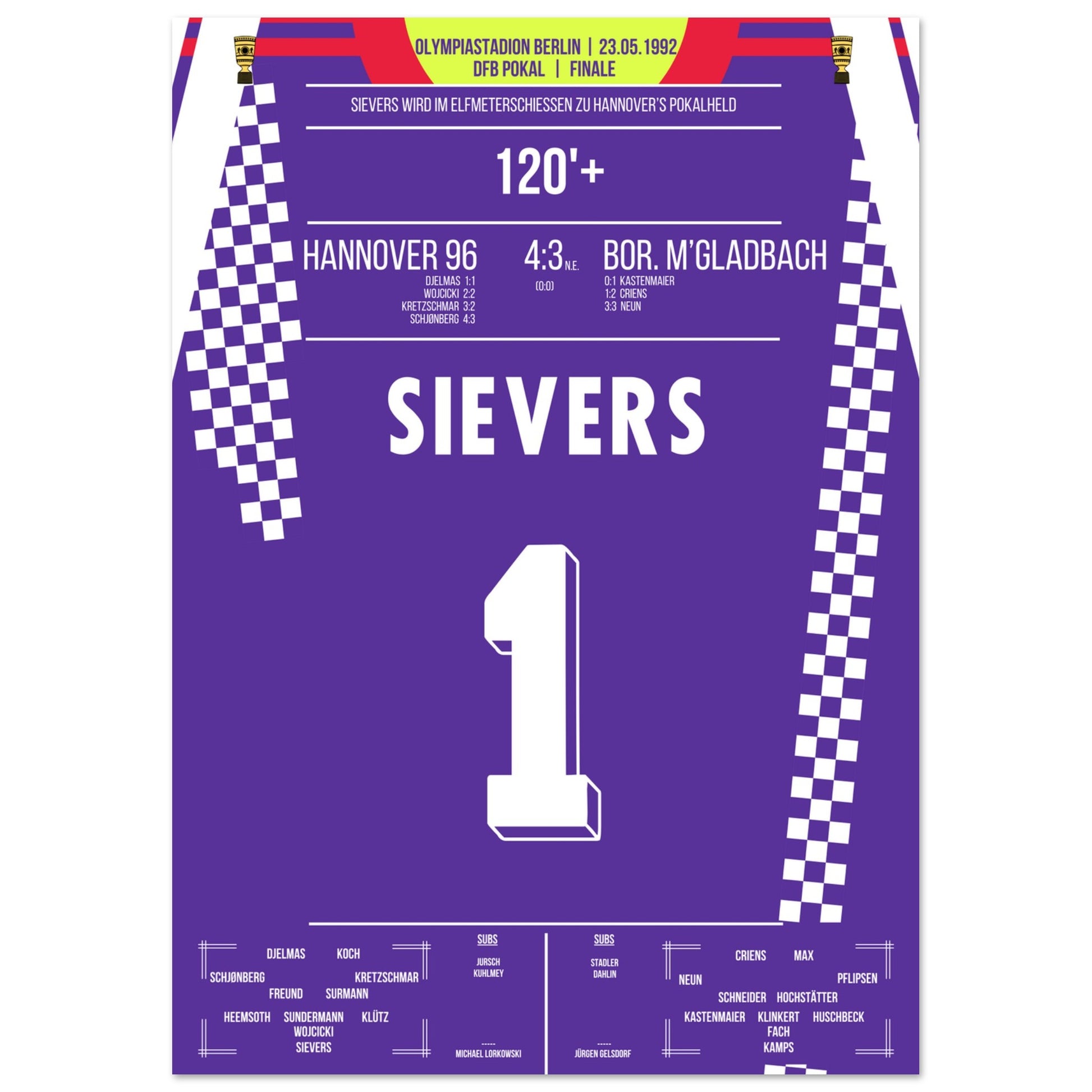 Sievers wird zu Hannover's Pokalheld 1992 A4-21x29.7-cm-8x12-Ohne-Rahmen