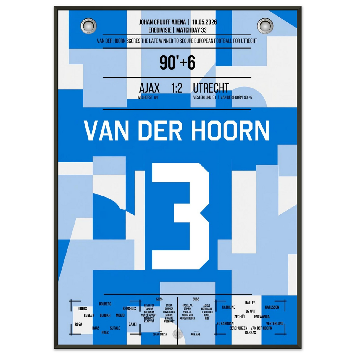 Van der Hoorn heads Utrecht to Europe