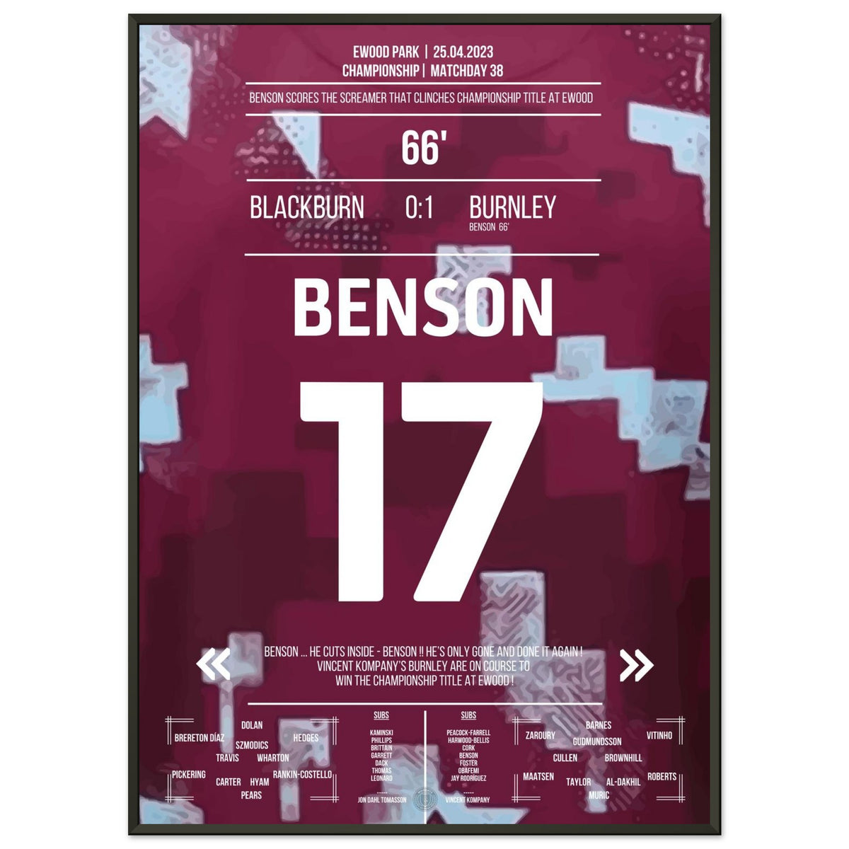 Benson's dream goal to win the Championship for Burnley at Ewood Park