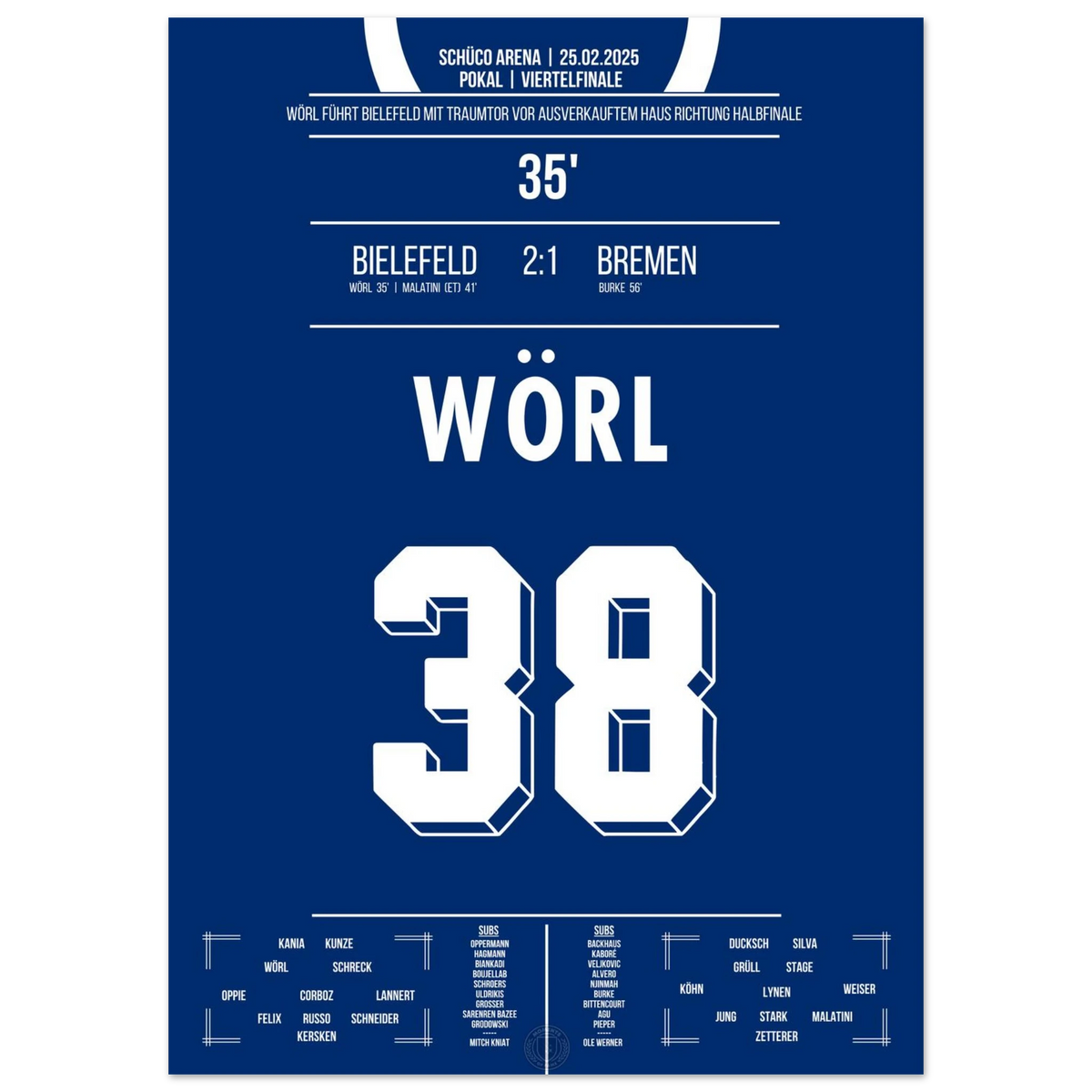 Wörl shoots Bielefeld with a dream goal towards the cup semi-finals