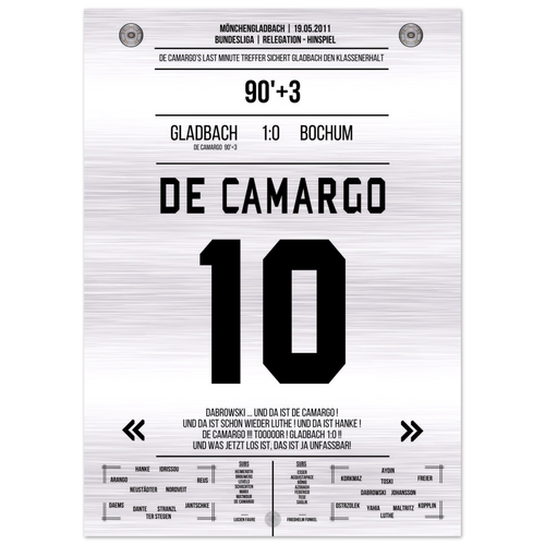 (Metal Print) De Camargo added time relegation 2011