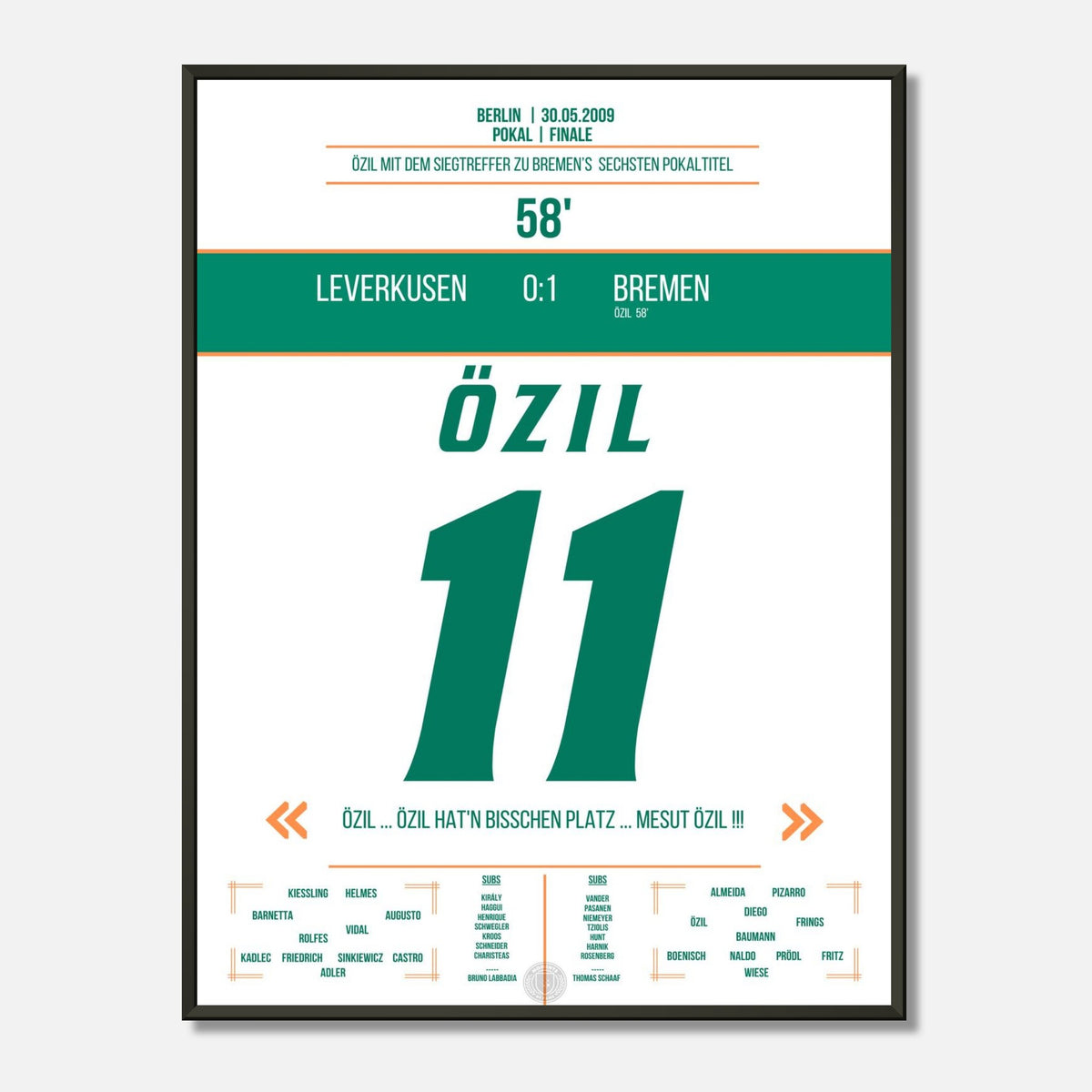Özil's winning goal in Bremen's cup victory in 2009