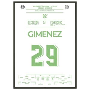 Gimenez-Hattrick beim Derby Sieg gegen Excelsior 50x70-cm-20x28-Schwarzer-Aluminiumrahmen