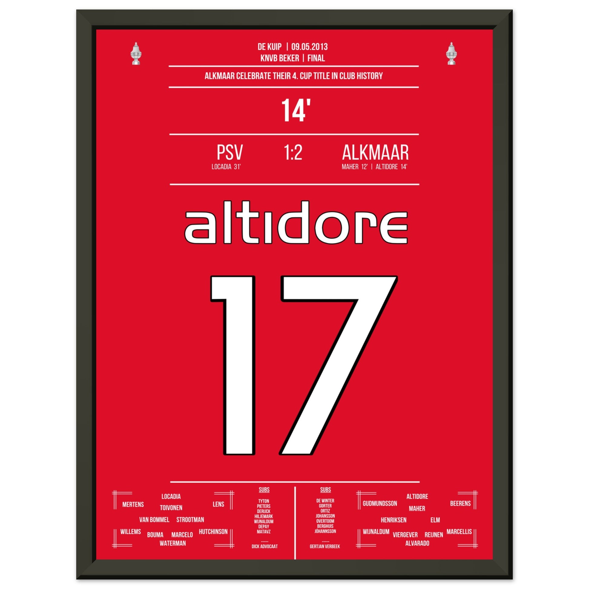Alkmaar gewinnt zum vierten mal in der Vereinsgeschichte den Pokal 30x40-cm-12x16-Schwarzer-Aluminiumrahmen