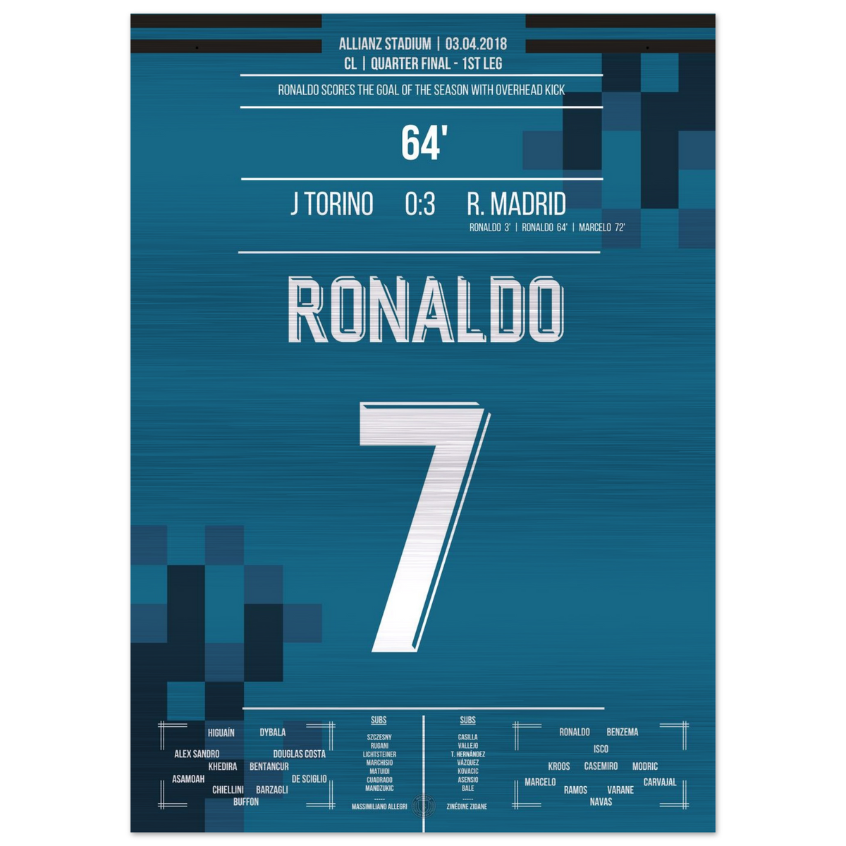 (Metal Print) Ronaldo's overhead kick goal against Turin 2018