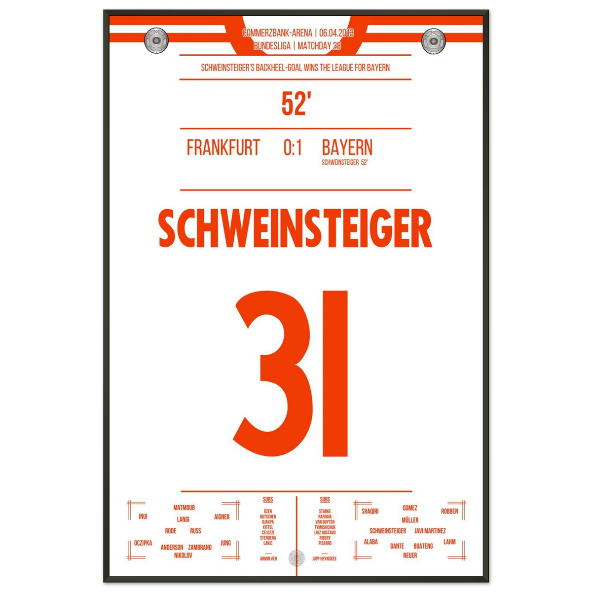 Schweinsteiger's backheel goal leads Bayern to the championship