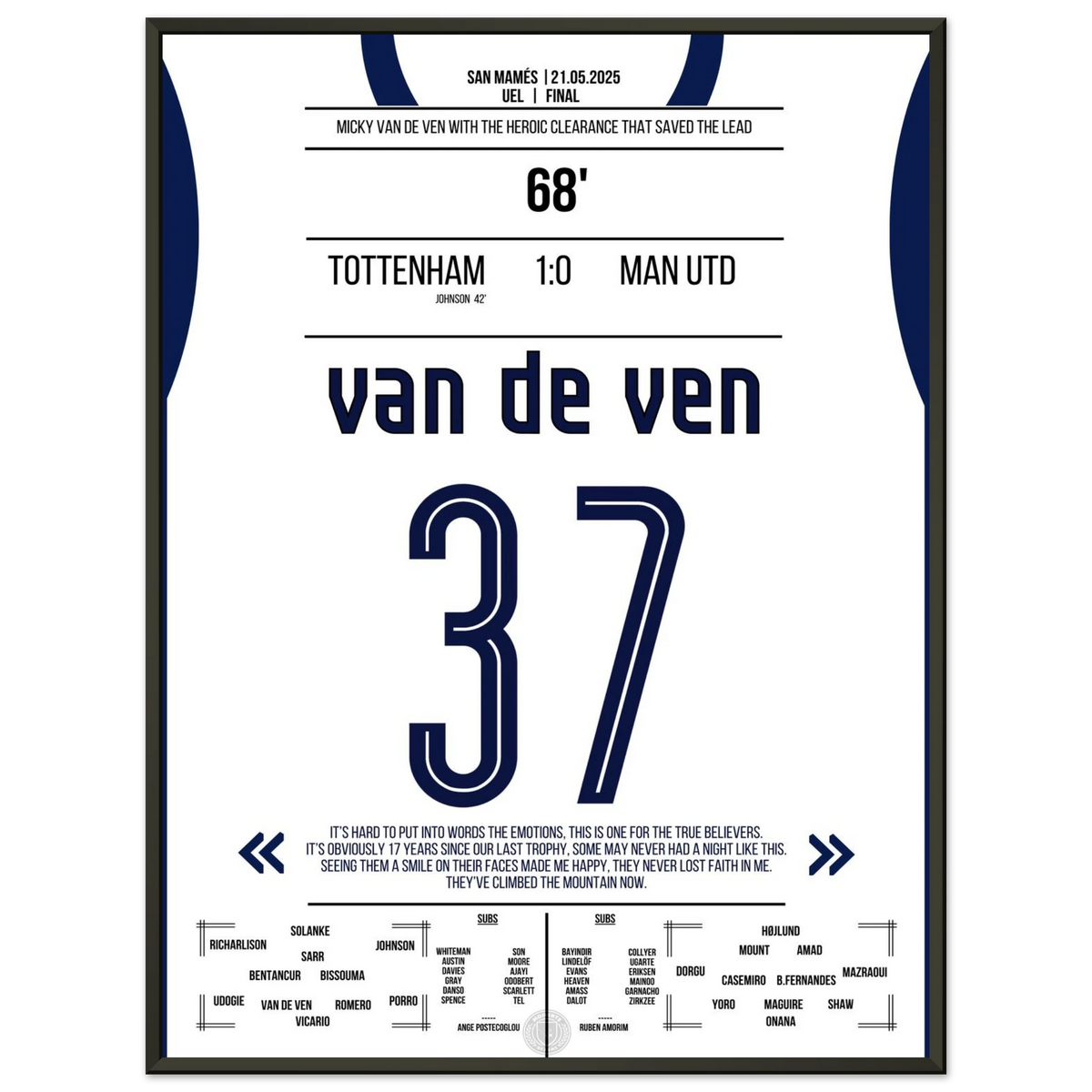 Van de Ven's heroic save in the final against Man U