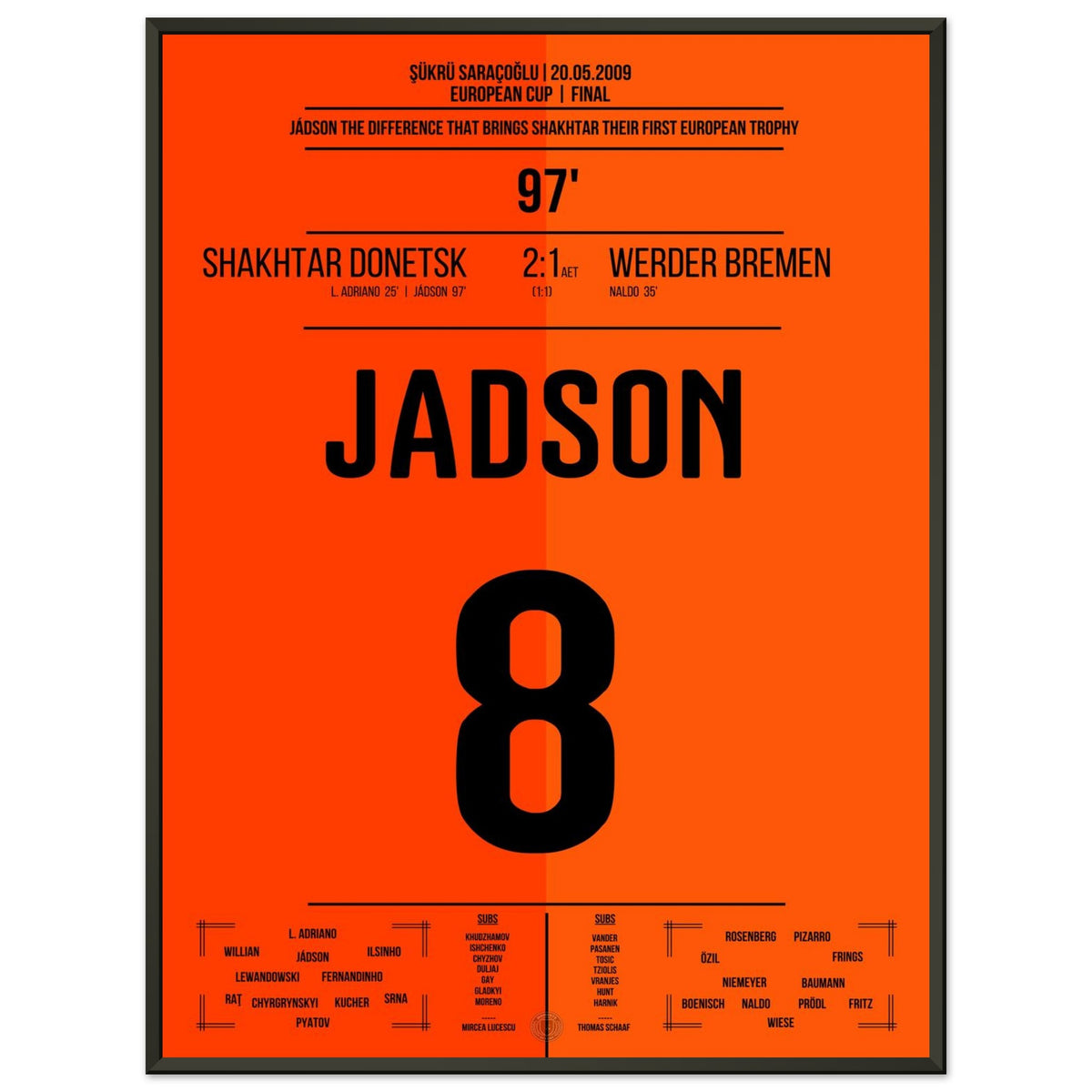 Jadson fires Shakhtar to European Cup triumph in 2009