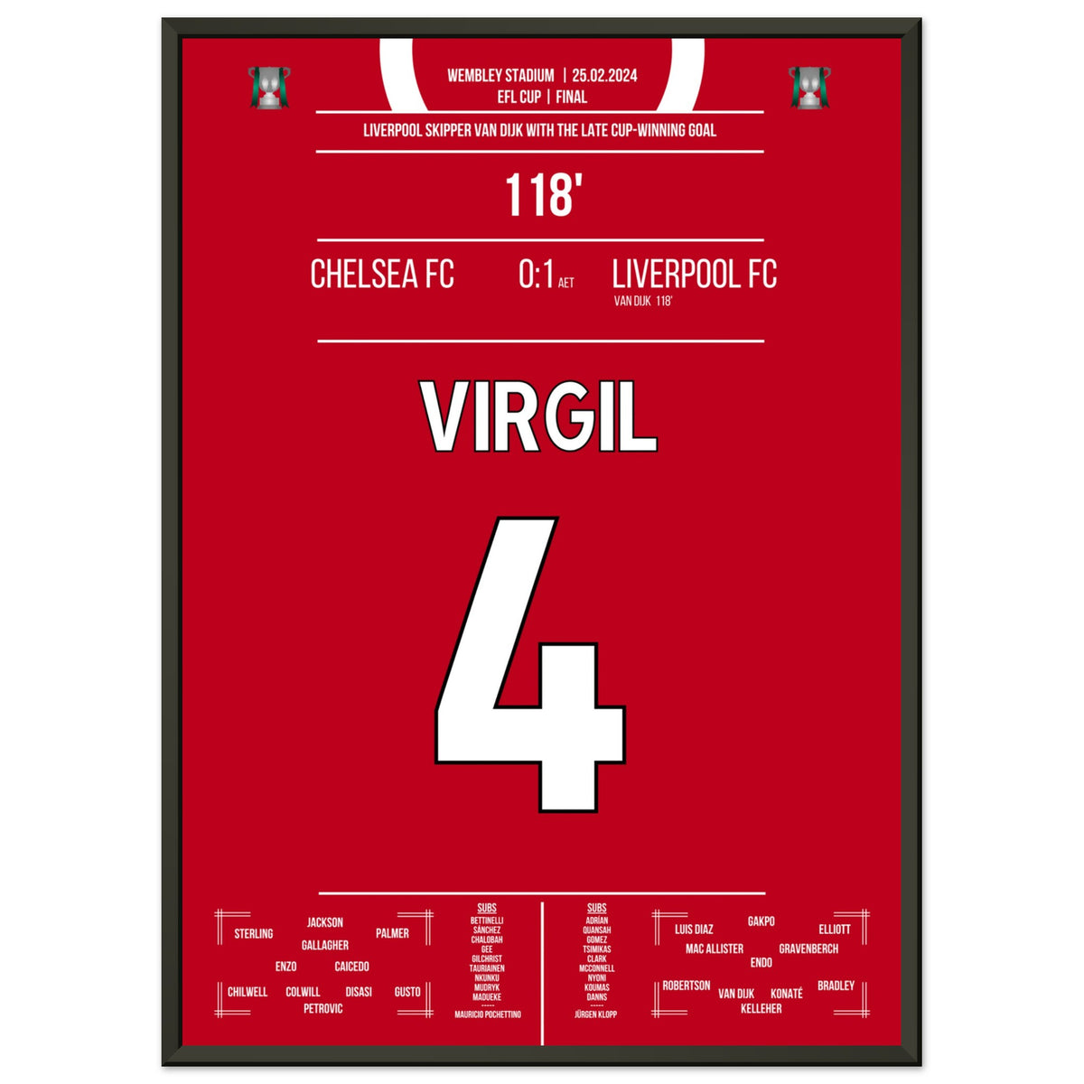 Virgil Van Dijk heads the Reds to cup victory in extra time.