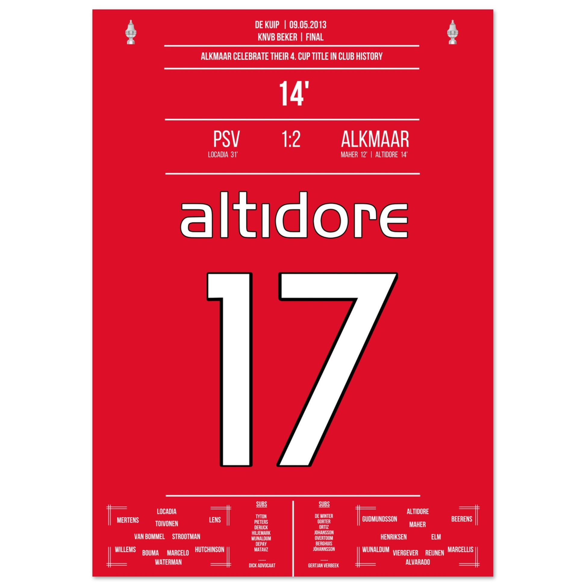 Alkmaar gewinnt zum vierten mal in der Vereinsgeschichte den Pokal A4-21x29.7-cm-8x12-Ohne-Rahmen