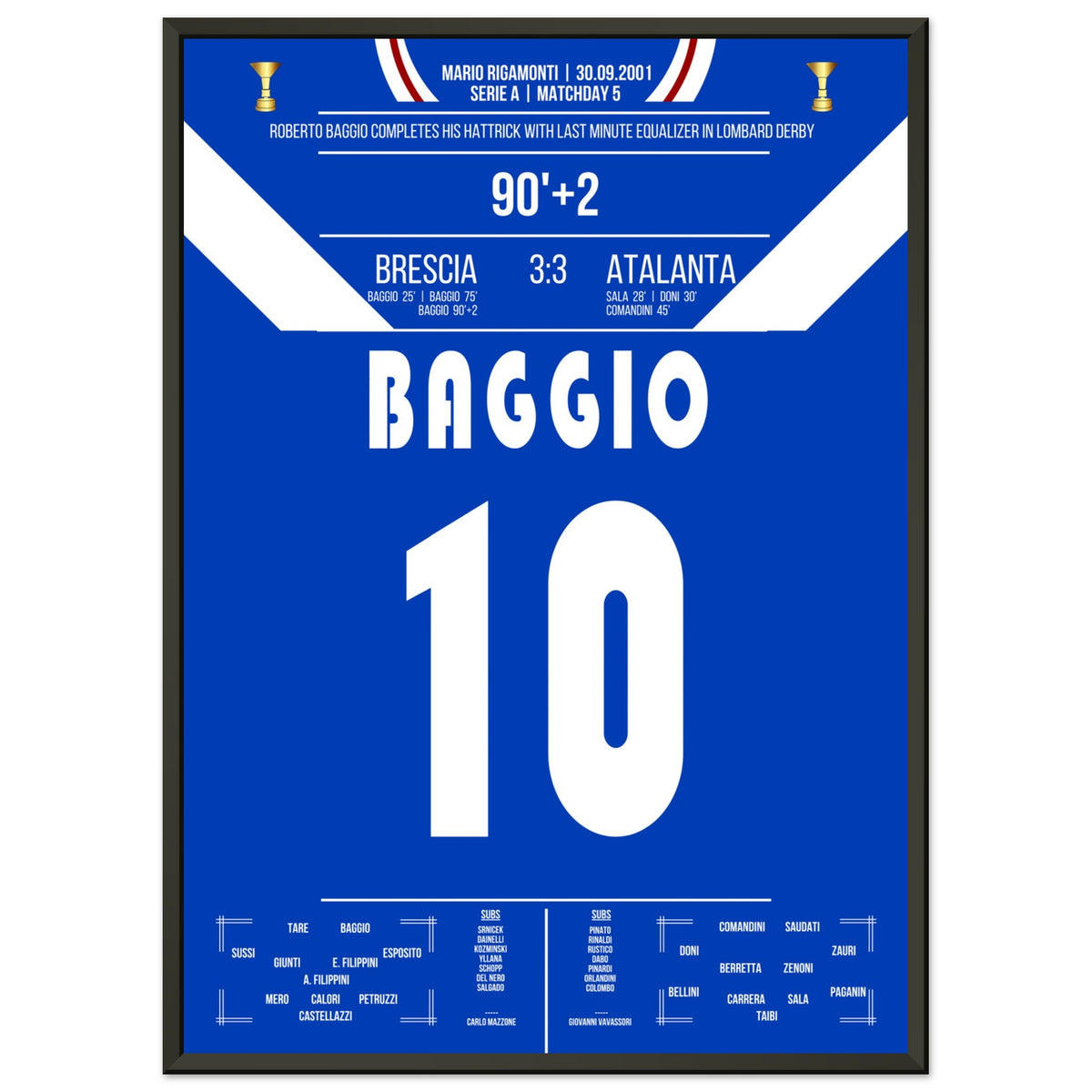 Baggio's later hat-trick for Brescia in the derby against Atalanta