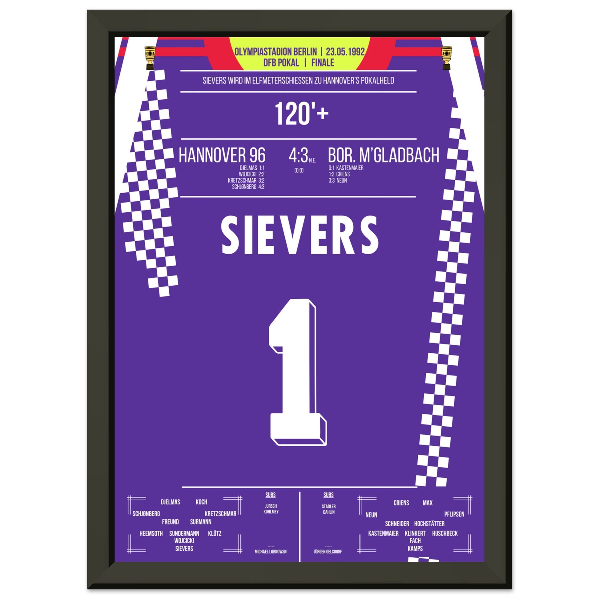 Sievers wird zu Hannover's Pokalheld 1992 A4-21x29.7-cm-8x12-Schwarzer-Aluminiumrahmen