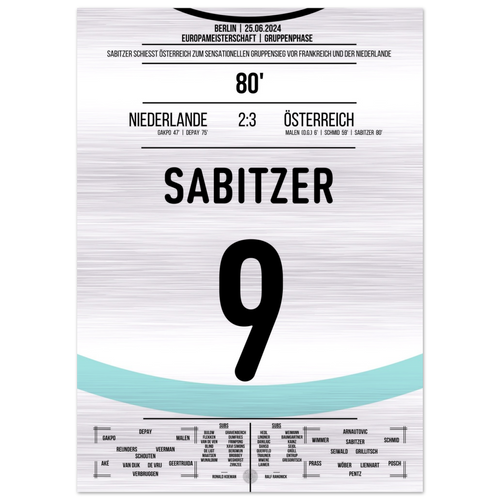 (Metal Print) Sabitzer shoots Austria to win the group at the European Championships