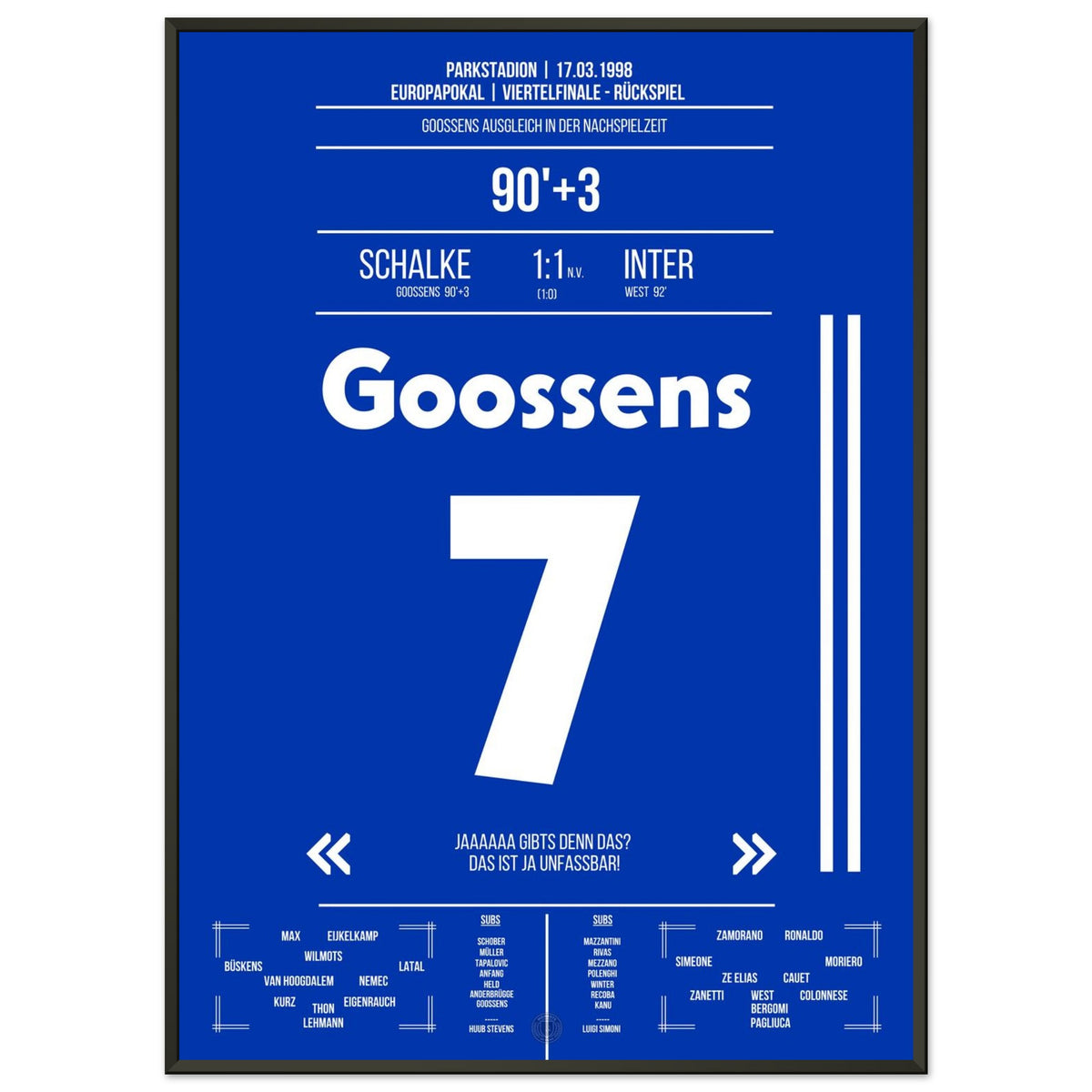 Goossen's dream goal against Inter in 1998