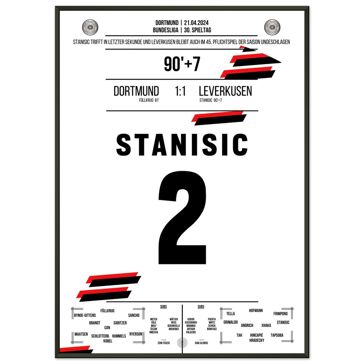 90+7! Stanisic scores with a header and Leverkusen remains unbeaten!