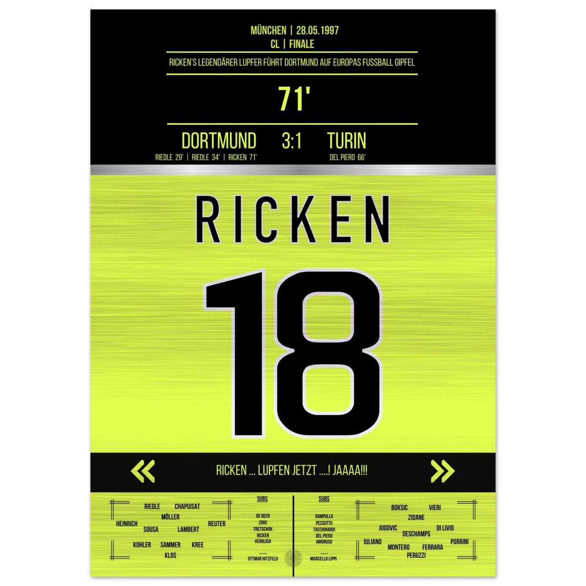 (Metal Print) Rickens legendärer Lupfer 1997