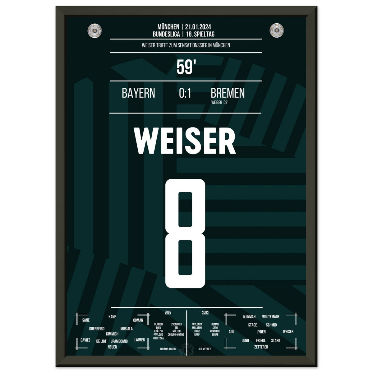 Weiser shoots Werder to an away win in Munich