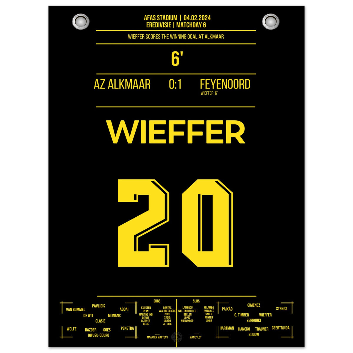 Wieffer's winning goal at Alkmaar in 2024