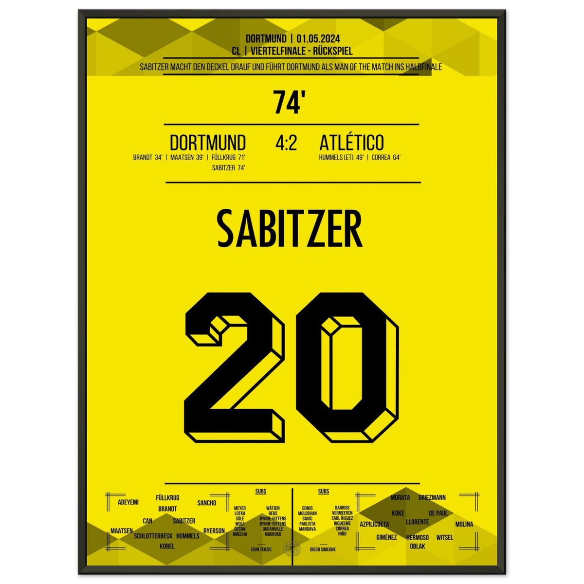 Sabitzer Man Of The Match and Dortmund moves into the CL semi-finals
