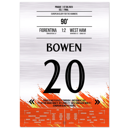 (Metal Print) Bowen's last-minute winning goal for the European Cup triumph for the "Hammers"