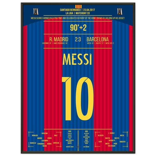 Messi with legendary jersey celebration in front of Real fans