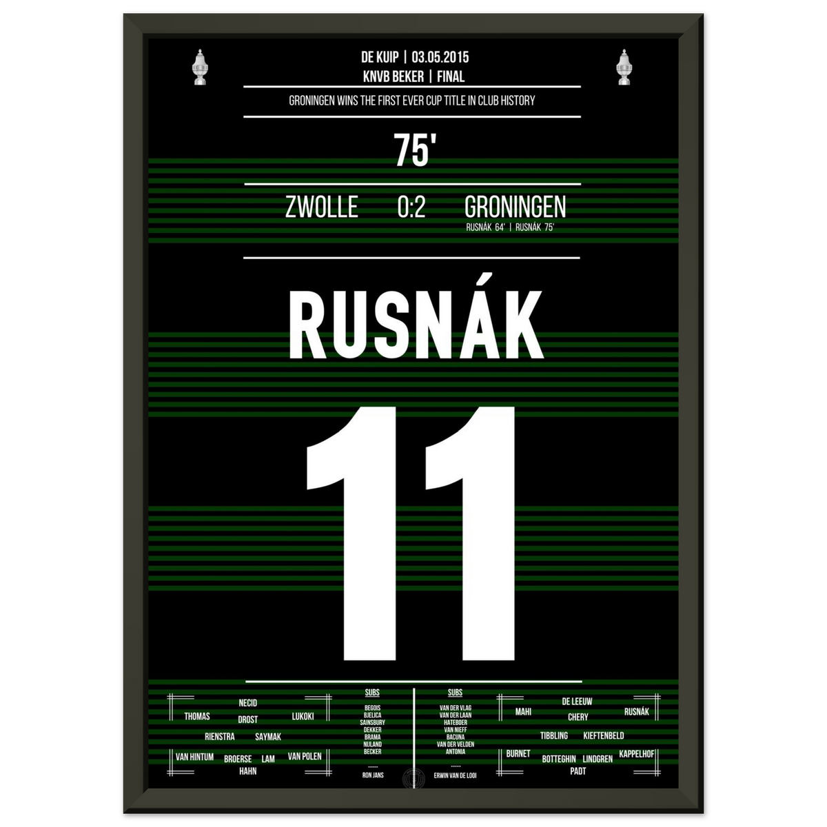 Rusnak shoots Groningen to cup victory in 2015