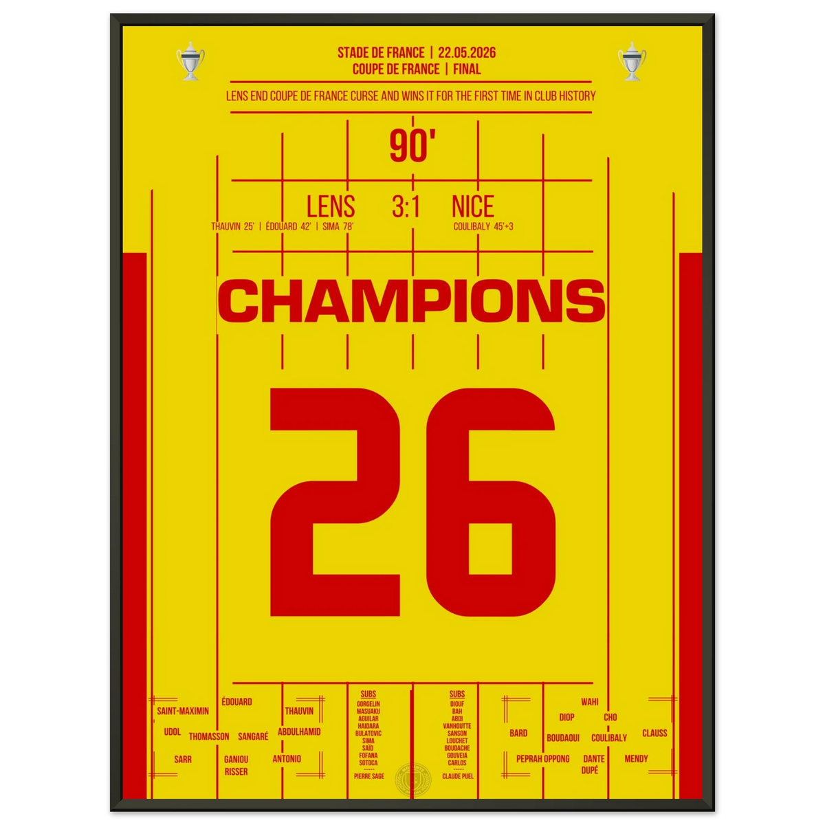 Lens wins the first cup victory in the club's history