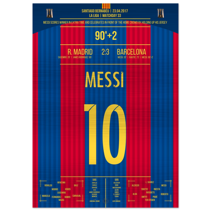 (Metal Print) Messi's legendary goal with jersey celebration in El Clasico