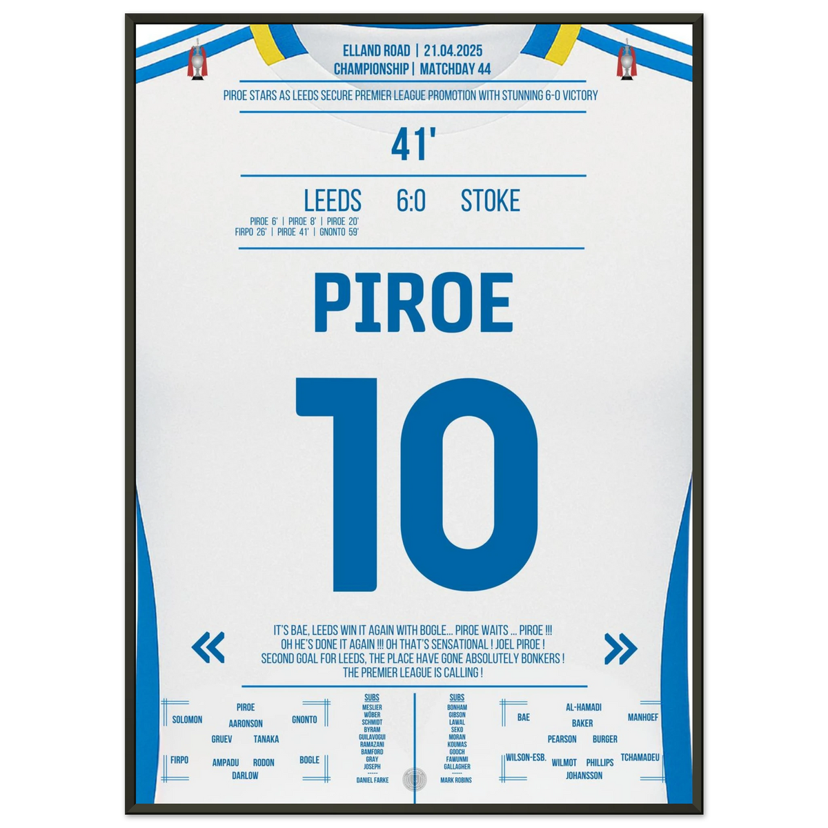 Piroe leads Leeds back into the Premier League with 4 goals!