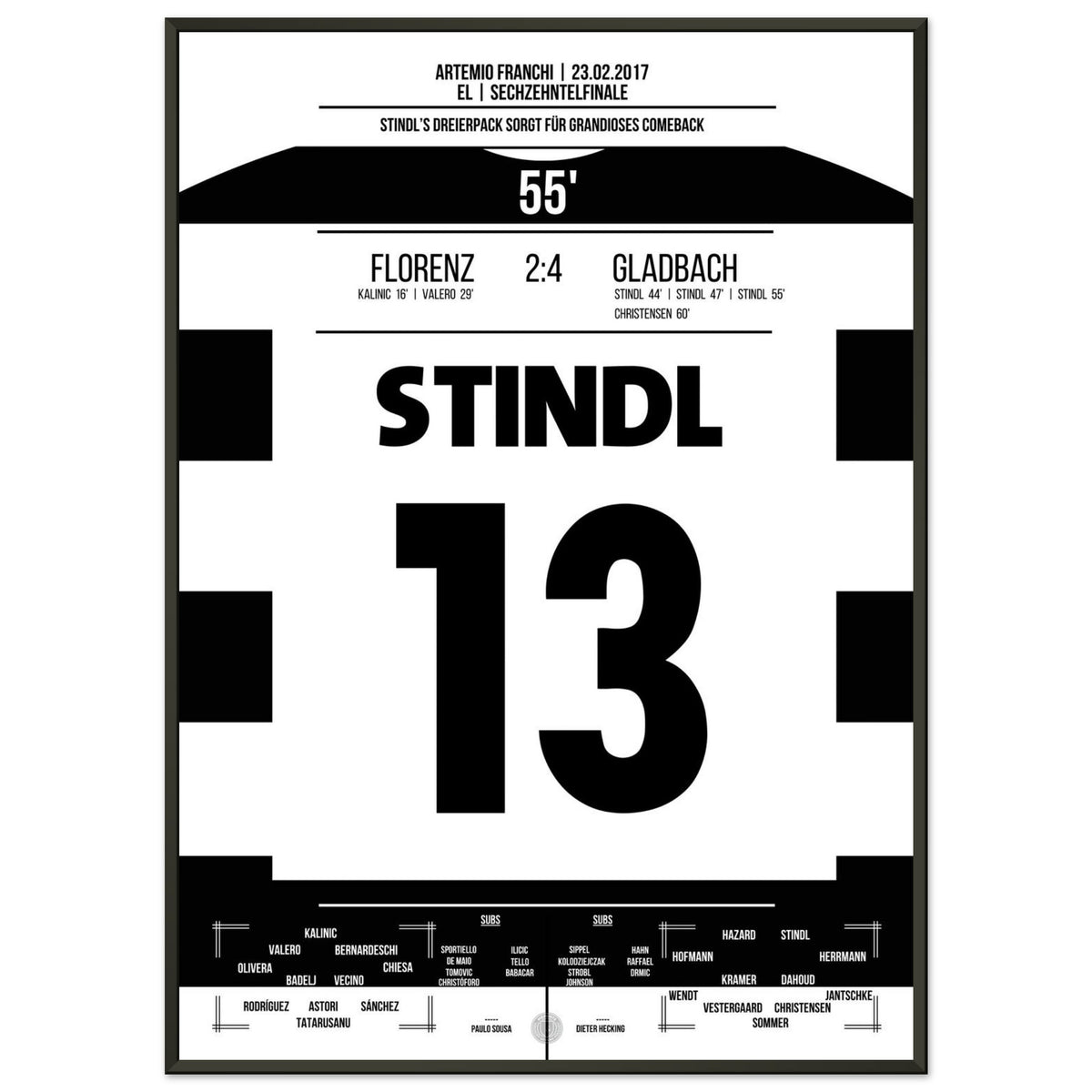Stindl hat trick in furious comeback in the 2017 European Cup