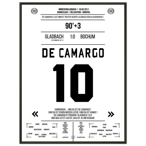 De Camargo scores and keeps Mönchengladbach in the Bundesliga