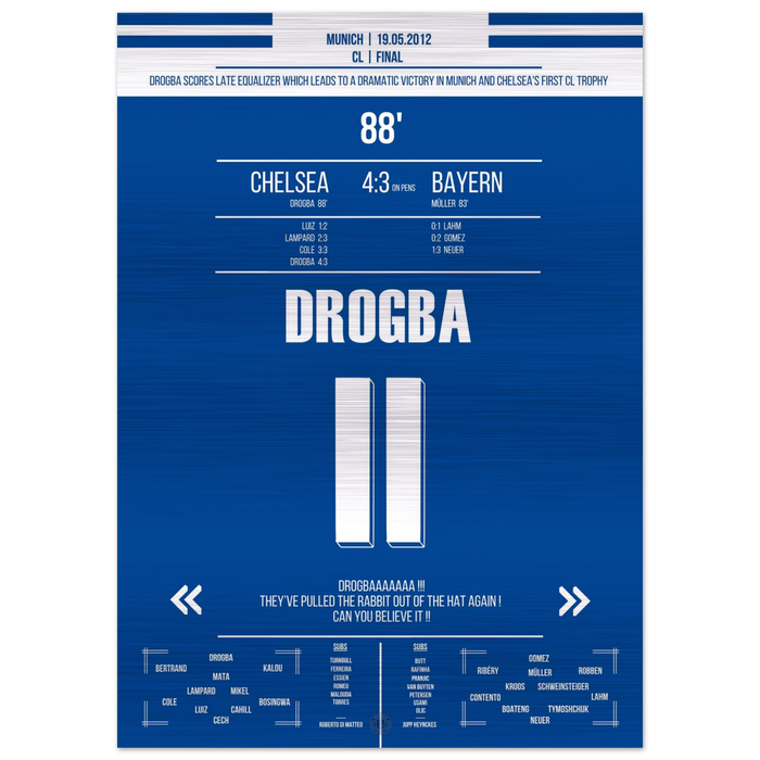 (Metal Print) Drogba header goal in the final against Bayern