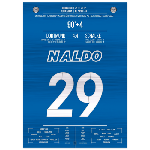 (Metal Print) Naldo's equalizer in a wild comeback in the Revierderby