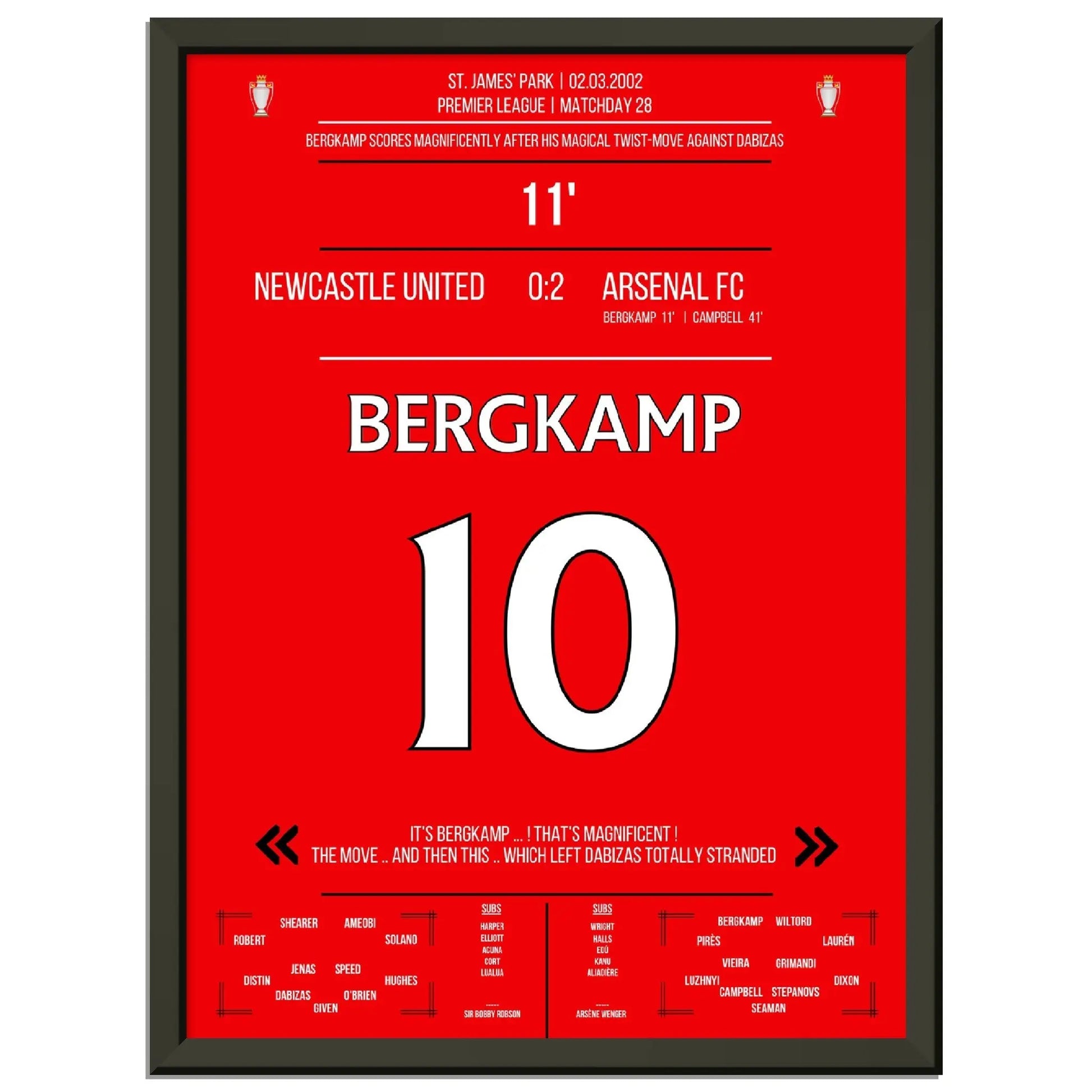Bergkamps magisches Tor im Spiel Arsenal - Newcastle Premier League 2002 