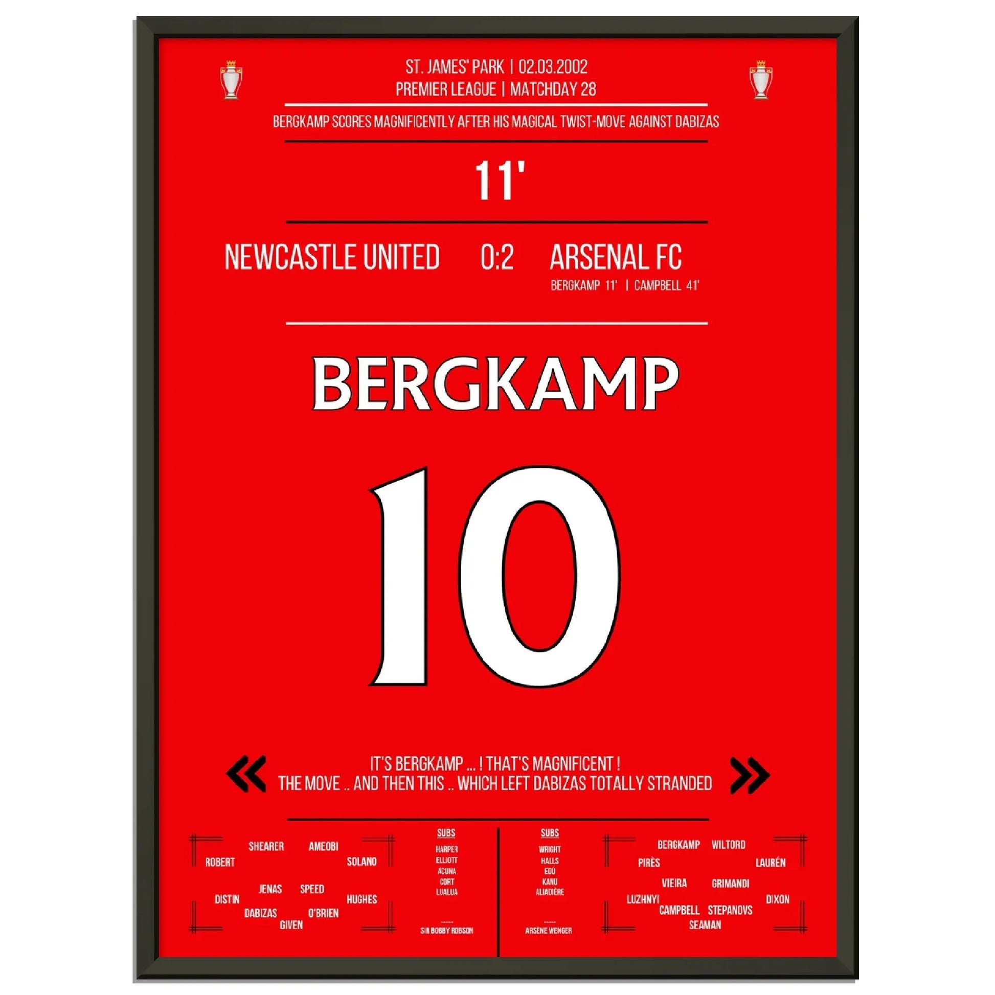 Bergkamps magisches Tor im Spiel Arsenal - Newcastle Premier League 2002 