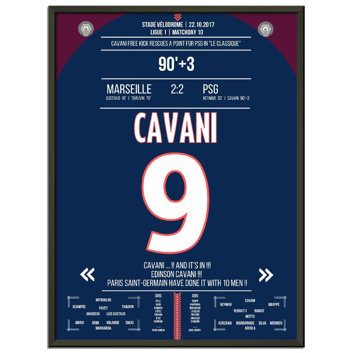 Cavani Freistoss rettet Paris einen Punkt im "Le Classique" 