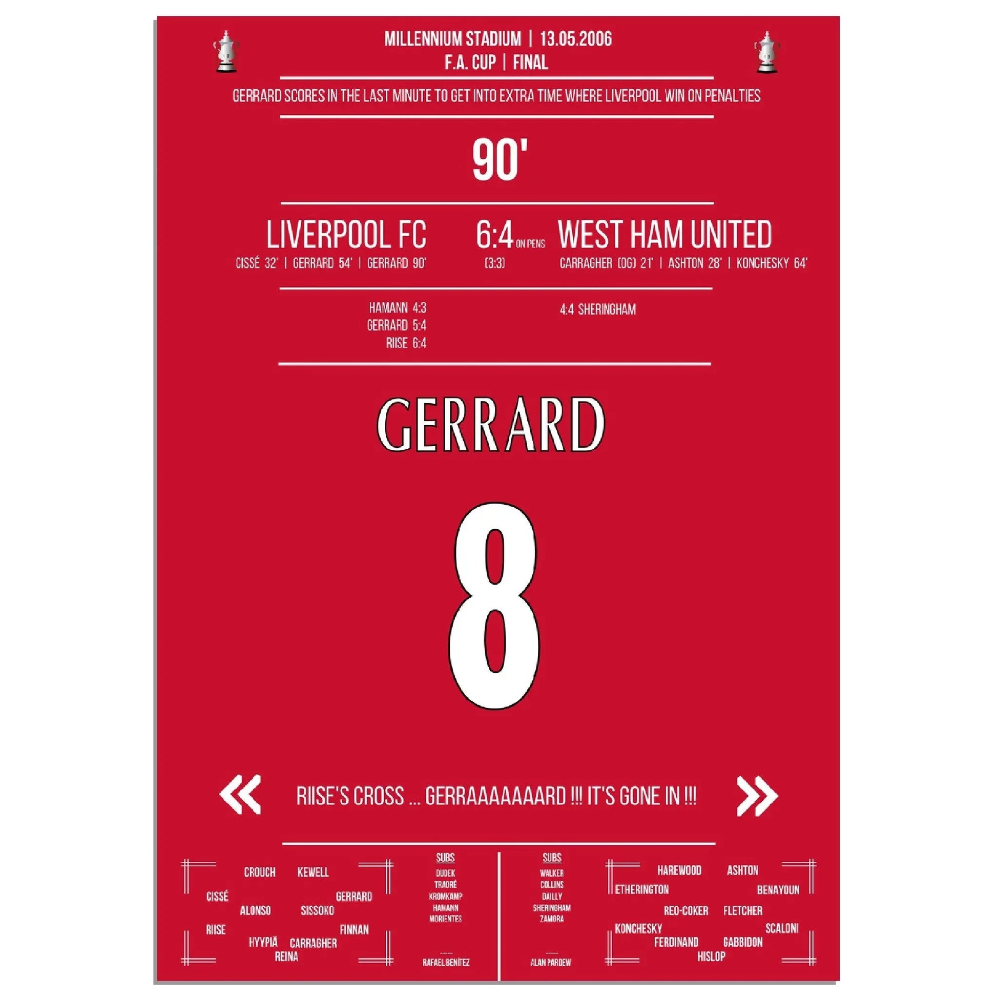 Gerrard rettet Liverpool in die Verlängerung im FA Cup Finale in 2006 gegen West Ham 